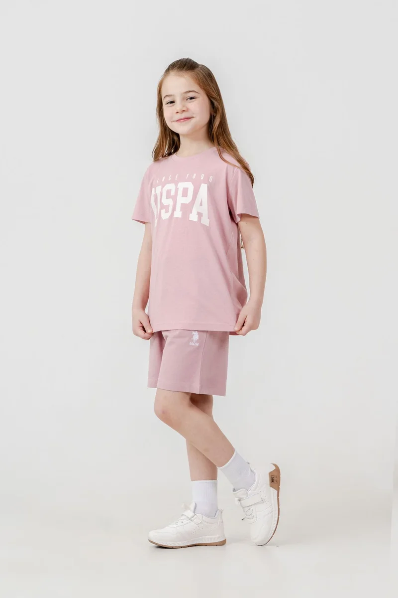يو اس بولو اسن U.S. Polo Assn. Girls Soft Pink Shorts Set
